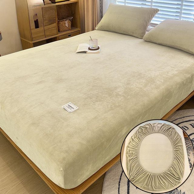 Warmes Korallenvlies Matratzenbezug für das Schlafzimmer, weiches Bettlaken aus Polyester, B/T: 200 x 220 cm - Bild 1