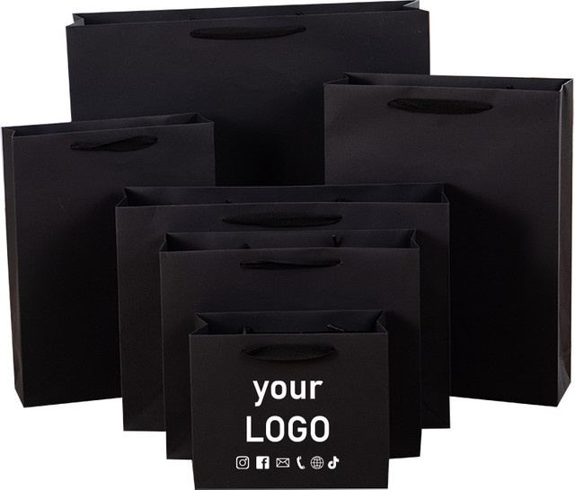 10 Stück schwarze vertikale Geschenktüten aus Papier für Partygeschenke und Hochzeiten - Bild 1