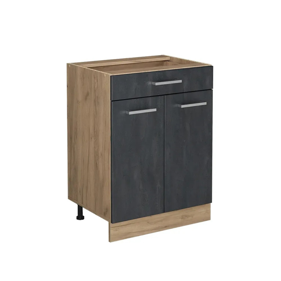 Vicco Schubunterschrank R-Line in Schwarz Beton und Eiche, Breite: 60 cm - Bild 2