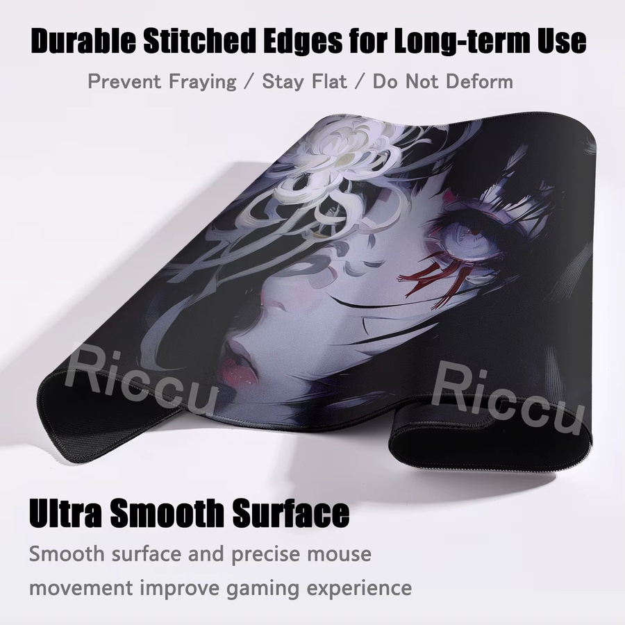 Anime Girl XXL Gaming Mauspad Riccu Schwarz Multicolour Rutschfeste Schreibtischunterlage für dein PC-Setup - Bild 2
