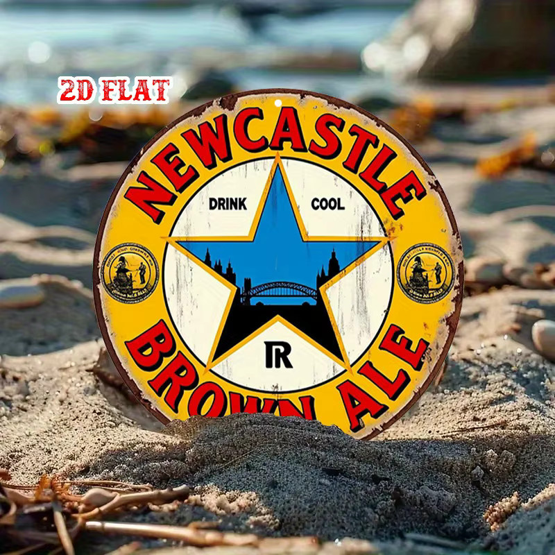 Newcastle Brown Ale Vintage Metallblechschild von Potdemiel, rundes Aluminium-Wandkunst-Schild in Multicolour, Durchmesser: 19,99 cm - Bild 4