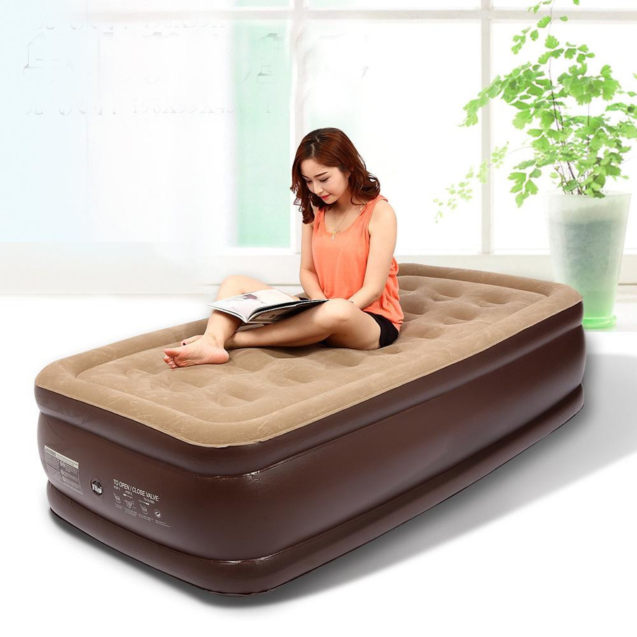 Aufblasbare Campingmatte Braun mit Pumpe für Outdoor und Freizeit, B/T/H: 192 x 102 x 43 cm - Bild 2