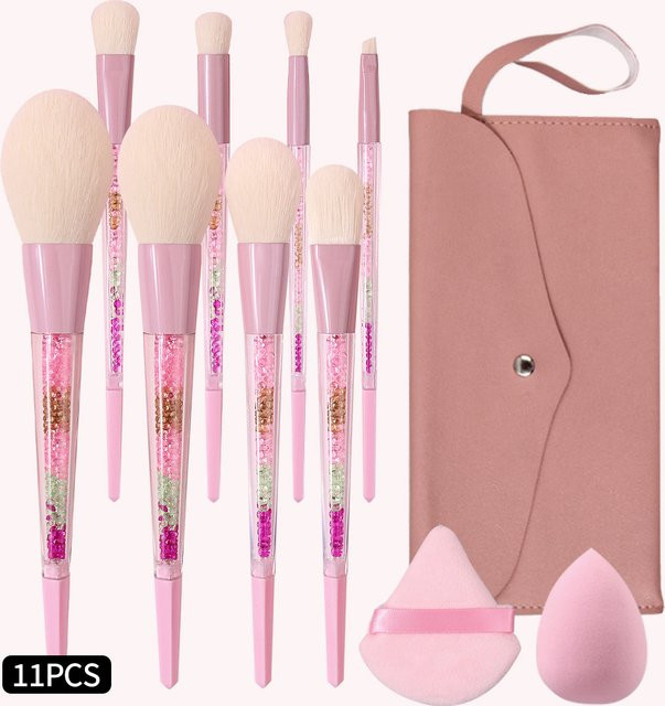 KOSSHOW Make-up Pinsel Set mit Tasche, Rosa Glitzer, 11-teilig - Bild 1