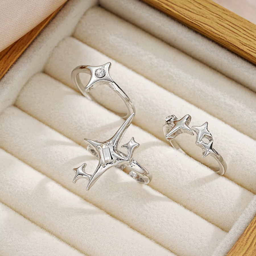 laoloutian Ringe, Vintage, Kreuz Stern, Silber, Damen - Bild 2