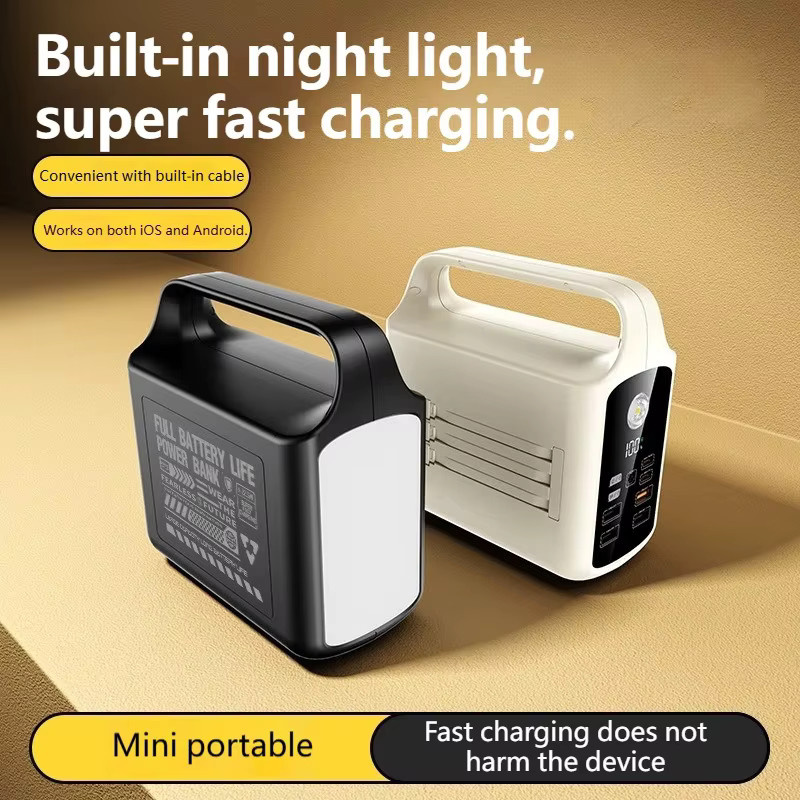 OnePlus Powerbank mit 50000 mAh Kapazität, 22,5W Schnellladefunktion, integriertem Kabel und Campinglicht in Schwarz oder Beige - Bild 3