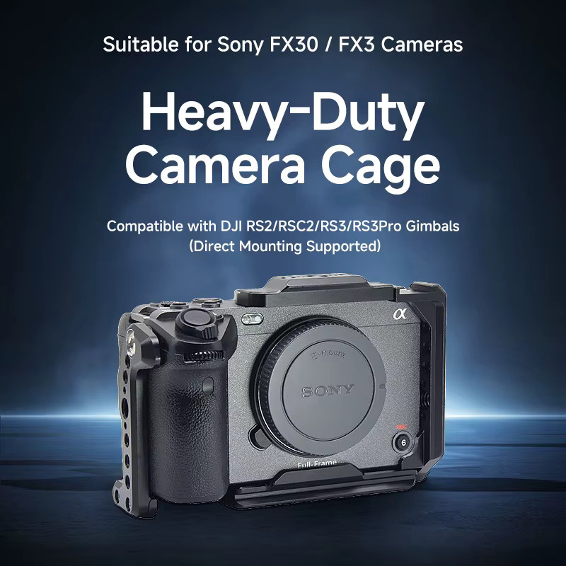 Sony Kamerakäfig aus massivem Metall mit Kaltschuhhalterungen für FX30 und FX3 in Schwarz - Bild 3
