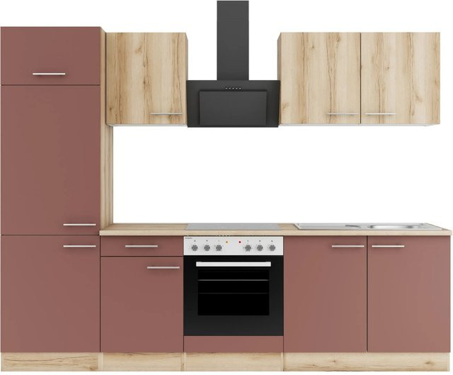 Optifit Küchenzeile KPLB 2711OE-9+ in Wildeiche und Rostrot, Breite: 270 cm - Bild 1