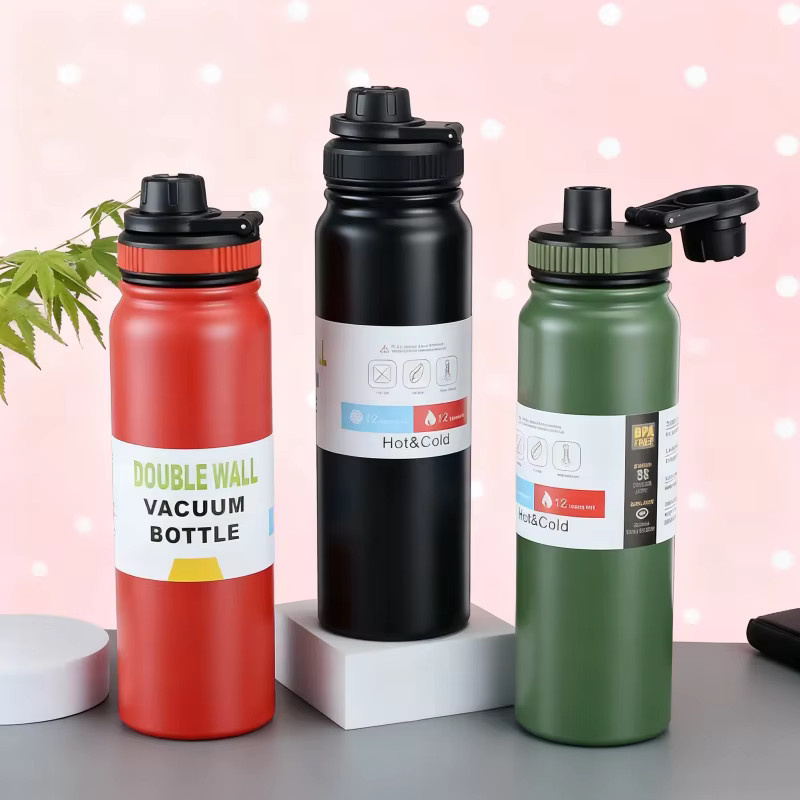 JUSTINLAU Outdoor Thermos Wasserflasche mit Tee-Filter aus Edelstahl, isolierte Sportflasche, Weiß, 600 ml oder 800 ml - Bild 2