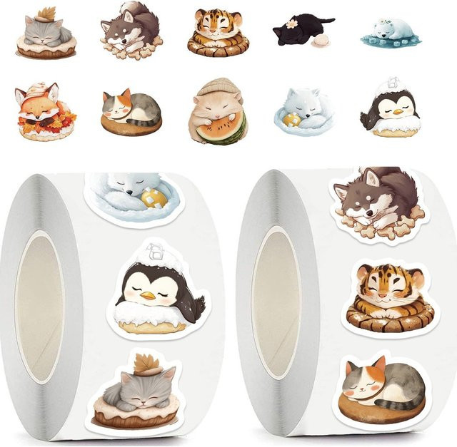 RecordingYourLife Store Kawaii Sleeping Pets Washi Tape Vinyl-Aufkleber Multicolor, 500 Blatt - Bild 1