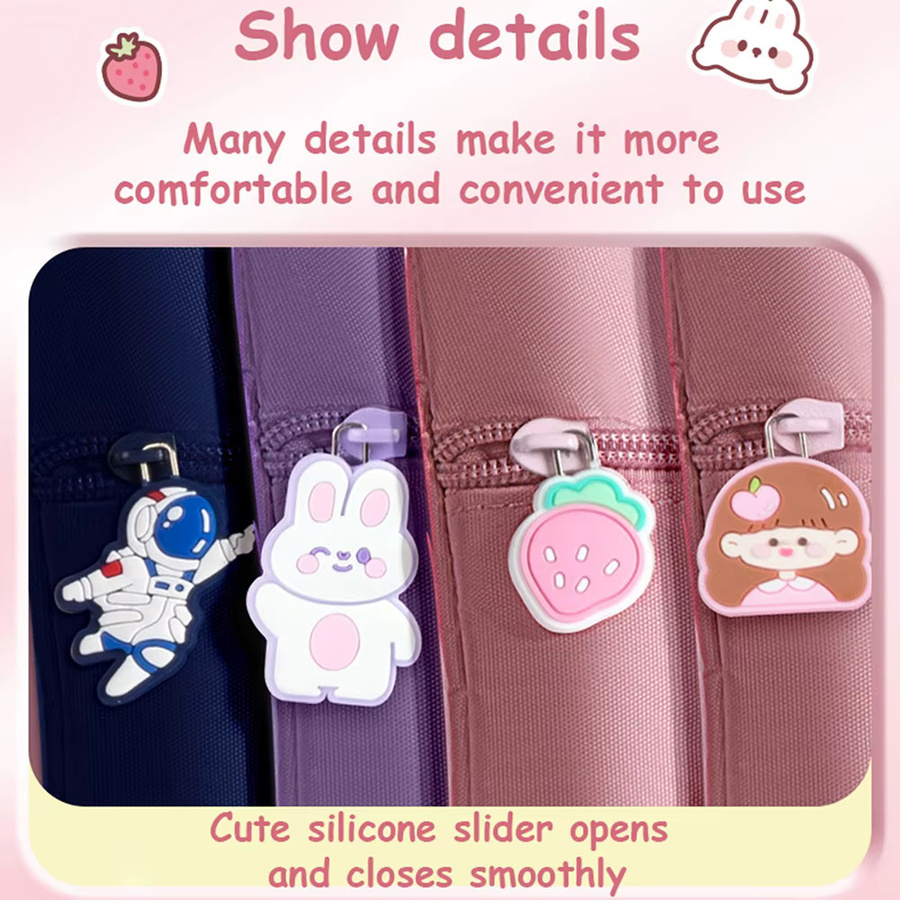 Kawaii Leinwand Tasche für Schüler und Studenten in Pink, Tragbare A4 Buchtasche für Schule und Nachhilfe - Bild 2