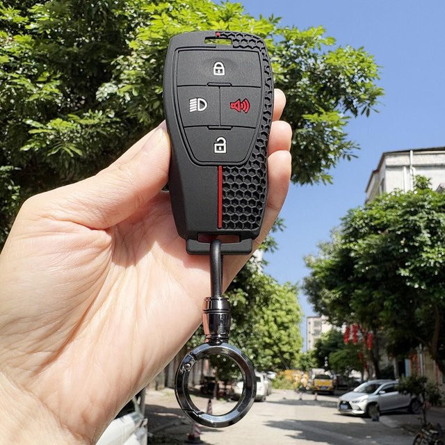 Silikon Schlüsselabdeckung und Schlüsselanhänger für Baic Motor in Grau - Bild 1