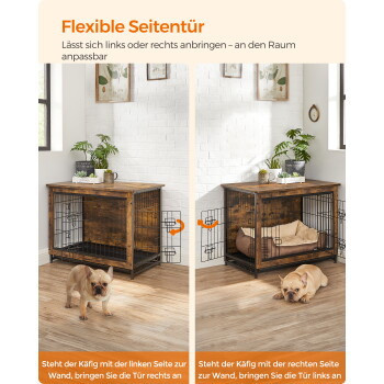 Feandrea Hundekäfig als Möbelstück in Braun und Beige mit Metall und MDF - Bild 3
