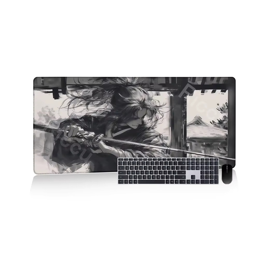 Riccu Samurai Mauspad Schwarz Große Rutschfeste Gamer Tischmatte für PC und Laptop - Bild 5