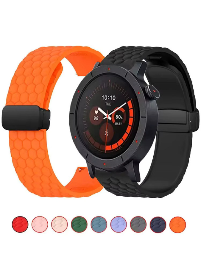 Hiyii Uhrenarmband Silikon, Magnetisch, Schwarz, Unisex, 22 mm - Bild 6