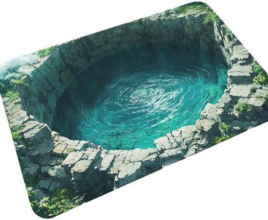 Yousheng 3D Unterwasserhöhle Teppich mit optischer Täuschung, Blauer Ozean, rutschfeste Bodenmatte für Badezimmer, Schlafzimmer oder Wohnzimmer, B/T: 60 x 40 cm - Bild 1