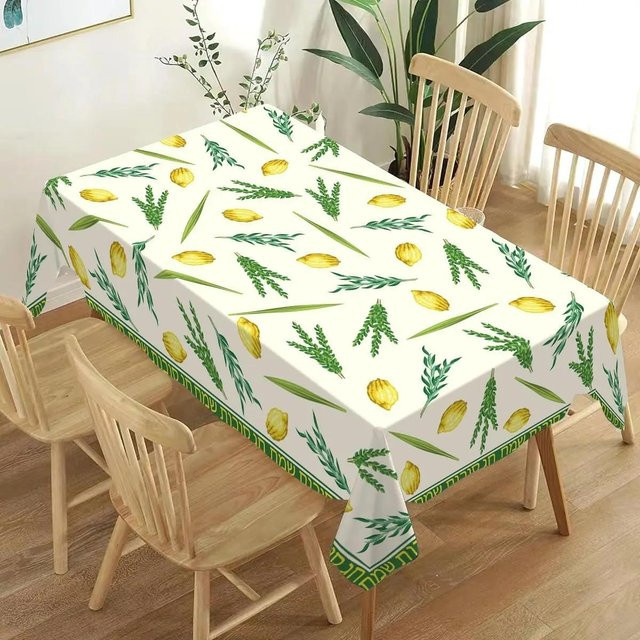 Rechteckige Sukkot Tischdecke von JMG Household Supplies in Weiß, B/T: 140 x 90 cm - Bild 1
