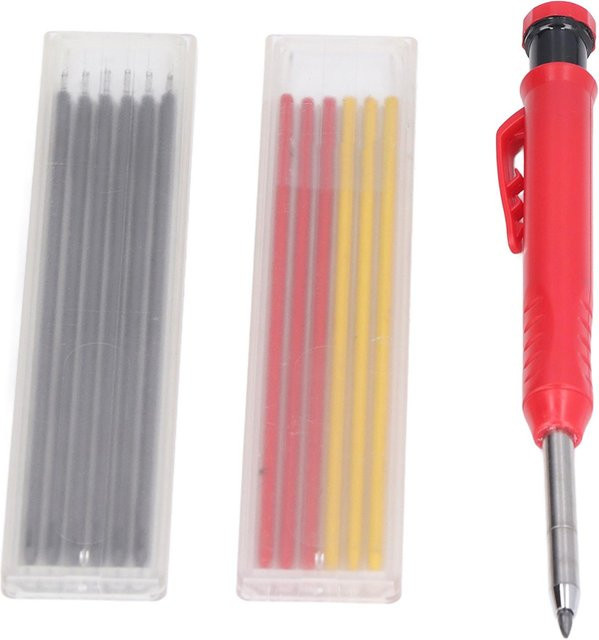 Multifunktionaler Holzbearbeitungsmarkierstift von TOMTOP JMS mit Legierungsspitze und bunten Minen in Grau und Rot - Bild 1