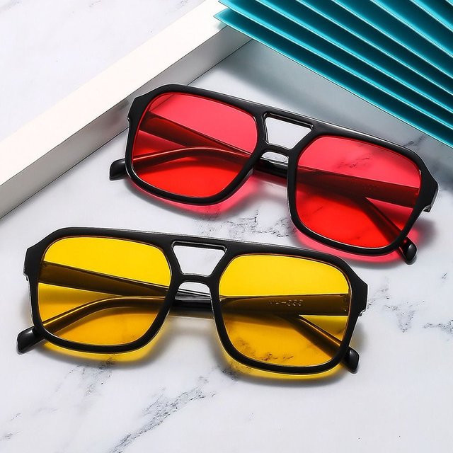 Quadratische Sonnenbrille, Vollrand, Kunststoff, Schwarz, Unisex - Bild 1
