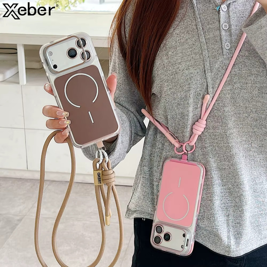 Xeber Magnetische iPhone Hülle mit Linsenständer und Anti-Verlust-Lanyard in Blau - Bild 2
