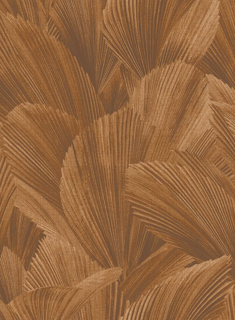 Eijffinger Tapete Licuala Vlies in Braun/Gold mit abstrakten Palmenblättern im Vintage-Stil - Bild 1