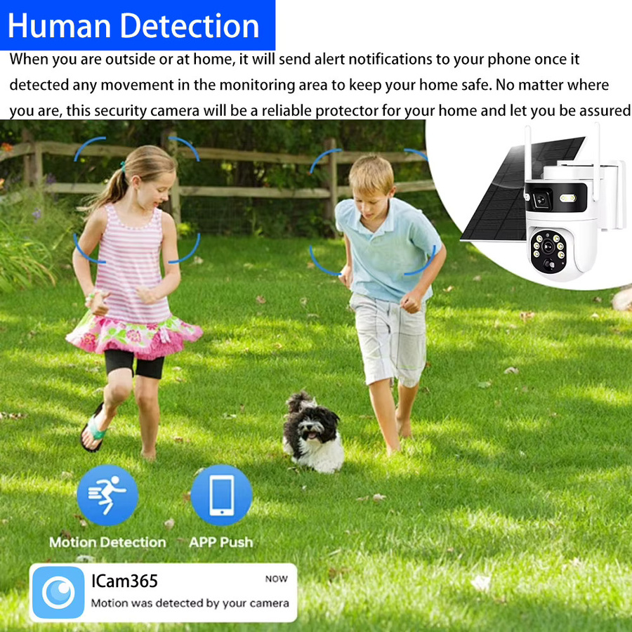 NINIVISION 4G Solarüberwachung PTZ IP-Kamera mit 4K 8MP Auflösung, ICam365 Smart Security, Zwei-Wege-Audio, PIR-Erkennung und Vollfarb-Nachtsicht in Weiß - Bild 6