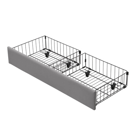 KOMHTOM Doppelbett mit Lattenrost und 2 Schubladen, hydraulisch gepolstertes Stauraumbett aus Samt, Grau, B/T/H: 140 x 190 cm