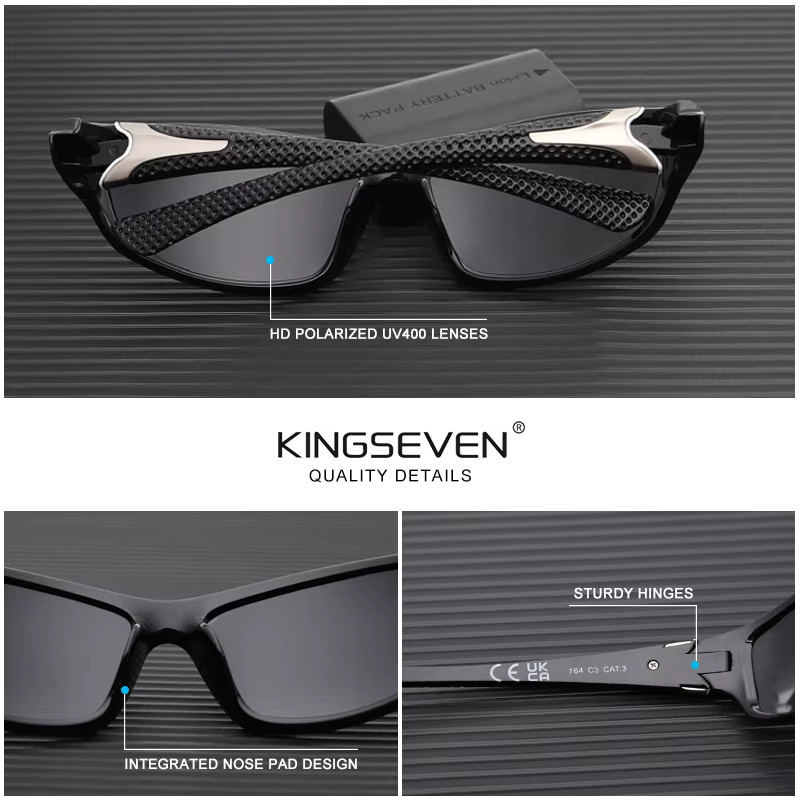 Kingseven Sonnenbrille, Vollrand, Tr90, polarisiert, Schwarz, Herren - Bild 2
