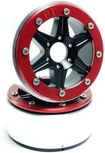 Metsafil Sixstar 1:10 Crawler Felgen aus Aluminium, Schwarz/Rot, 1 Paar - Bild 1