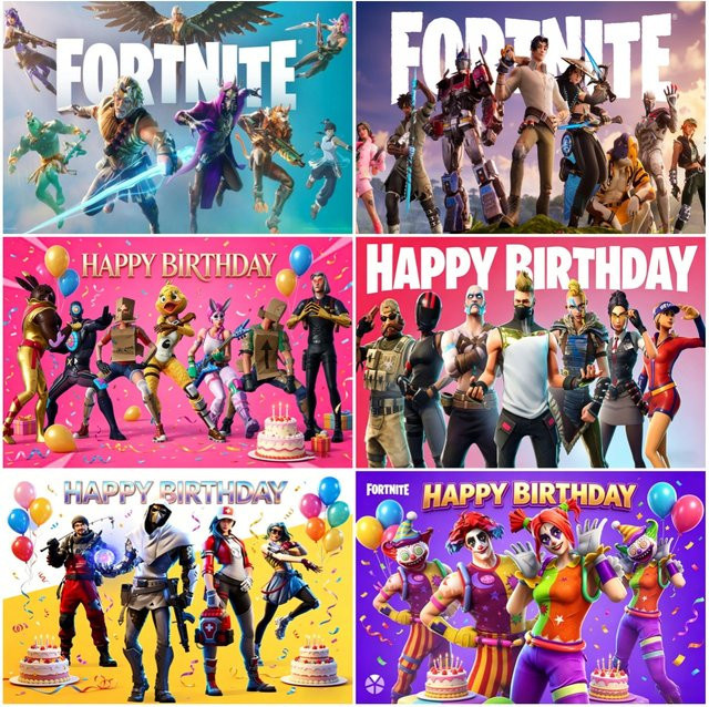 Fortnite Geburtstagsparty Dekoration Banner als Fotokulisse für Kinder, Mehrfarbig, B/H: 120 x 90 cm - Bild 1