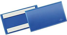 Selbstklebende Etiketten- und Kennzeichnungstaschen aus Kunststoff in Blau und Gelb, dokumentenecht, B: 150 mm, H: 67 mm, 50 Stück - Bild 1