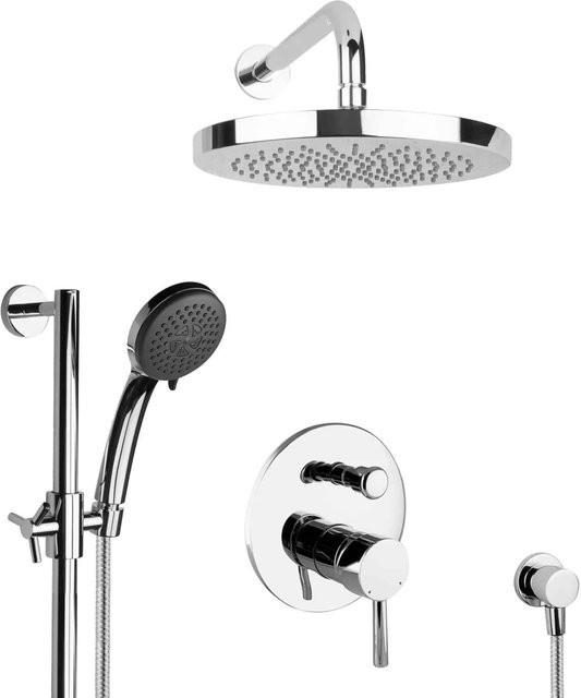 PaulGurkes Unterputz Regendusche Duschset mit Duschstange und Handbrause in Chrom - Bild 1