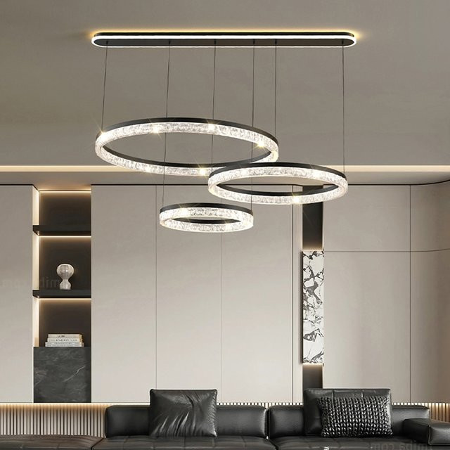 Gbbmade Nordic Wohnkultur LED Pendelleuchte aus Edelstahl in Silber mit transparentem Kristall für Esszimmer und Wohnzimmer - Bild 1