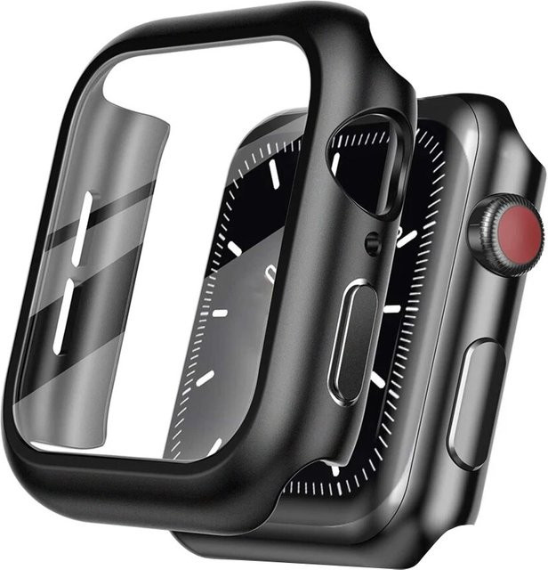 Gehärtete Glasfolie + PC-Schutzhülle für Apple iWatch-Serie, Schwarz, Unisex - Bild 1