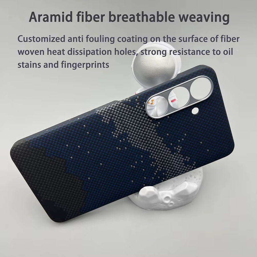 Samsung Galaxy S25FE Handyhülle aus Kevlar Aramidfaser und Kohlefaser in Schwarz mit magnetischem Schutz und ultradünner Hartschale - Bild 2