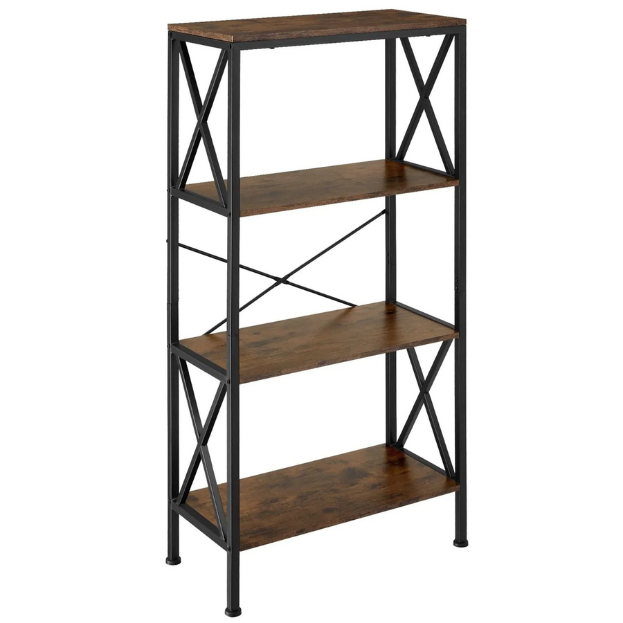 tectake Regal Barry Industrial Style aus Stahl und Spanplatte, 4 Ebenen, Schwarz-Braun, B/T/H: 61,5 x 31,5 x 133,5 cm - Bild 3