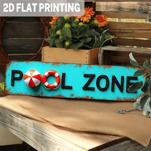 Zone Denmark Vintage Pool Zone Metall-Wanddekoration in Türkis und Rot mit Rettungsring-Design, B: 40,0 cm, H: 25,4 cm - Bild 1