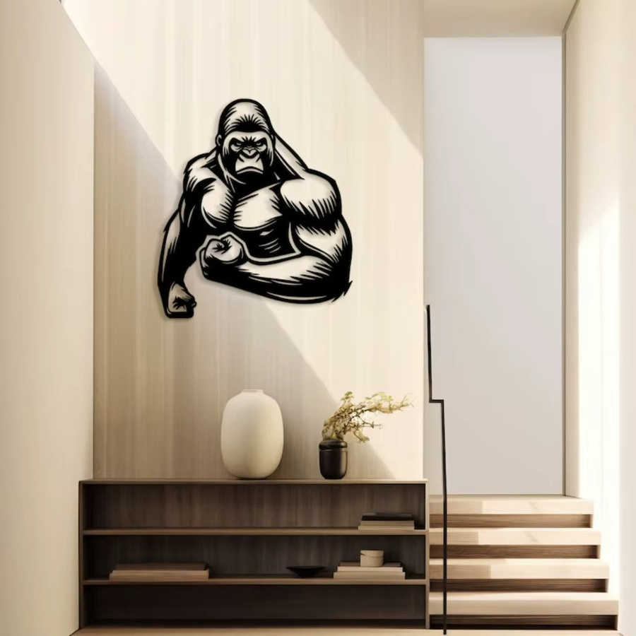 CIFBUY Metallwandkunst Gorilla Afrikanische Safari Wildtier Dekoration in Schwarz - Bild 3