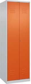 C+P Putzmittel-Spind Classic PLUS mit 2 Abteilen und Zylinderschloss in Lichtgrau und Reinorange, H x B x T: 185 x 60 x 50 cm - Bild 1