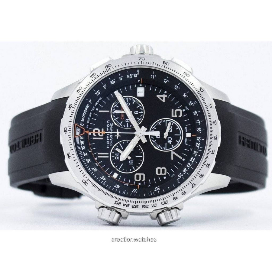 Hamilton Khaki Aviation X-Wind Chronograph GMT, Quarz, Edelstahl, Schwarz, Herren - Bild 2