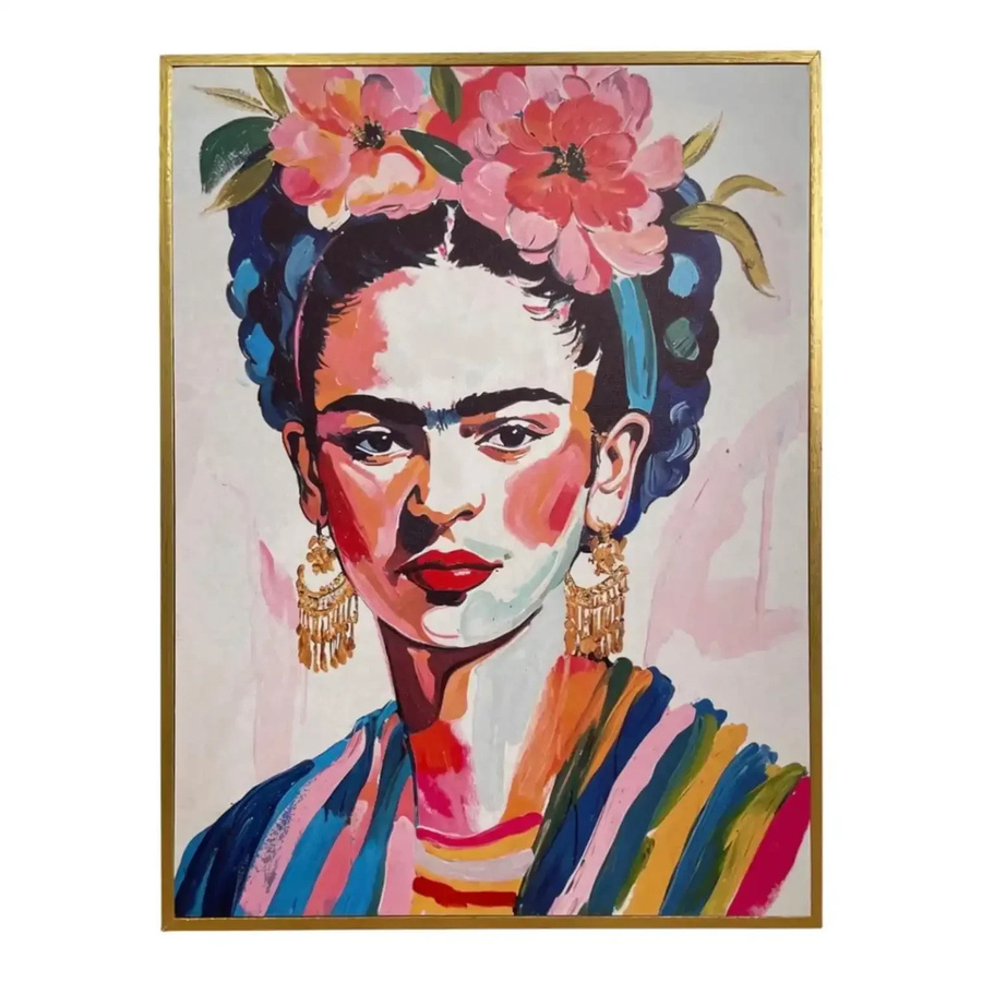 Mansion atmosphere Holzbild Frida Kahlo Three – Farbiges Frauenporträt aus Holz, Multicolour, Breite: 30 cm, Höhe: 40 cm - Bild 1