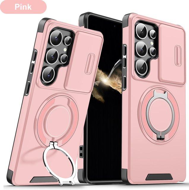 Stoßfeste Samsung Handyhülle mit magnetischem Ring und Kamera-Flip-Schutz in Schwarz für S25 Ultra S24 Plus S23FE S22 S21 S20 - Bild 1