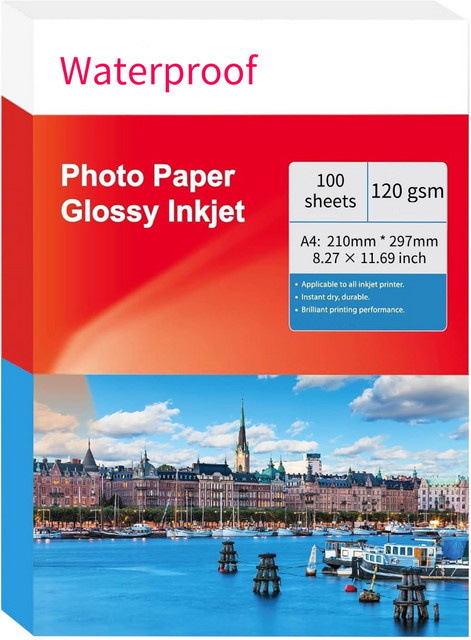 OEING A4 Fotopapier glänzend weiß, 100 Blatt, wasserfestes Fotopapier für Tintenstrahldrucker - Bild 1