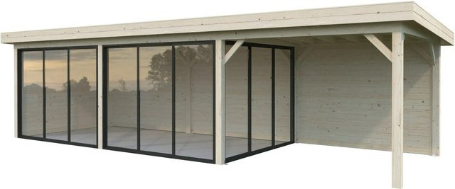 Palmako Pavillon Lenna Set 417 Slide aus Fichtenholz mit ESG Glas in Braun und Transparent, B/T/H: 876 x 300 x 245 cm - Bild 1