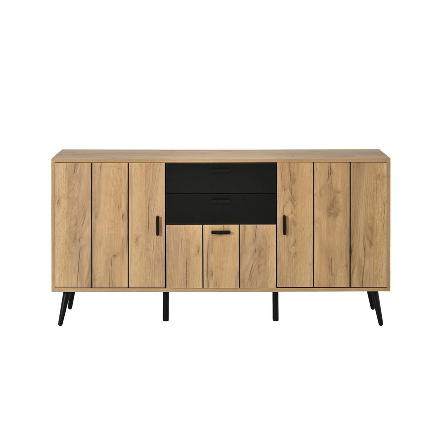 Merax Sideboard in Schwarz und Braun mit Holzoptik, modern und matt, B/T/H: 140 x 35 x 67 cm - Bild 2