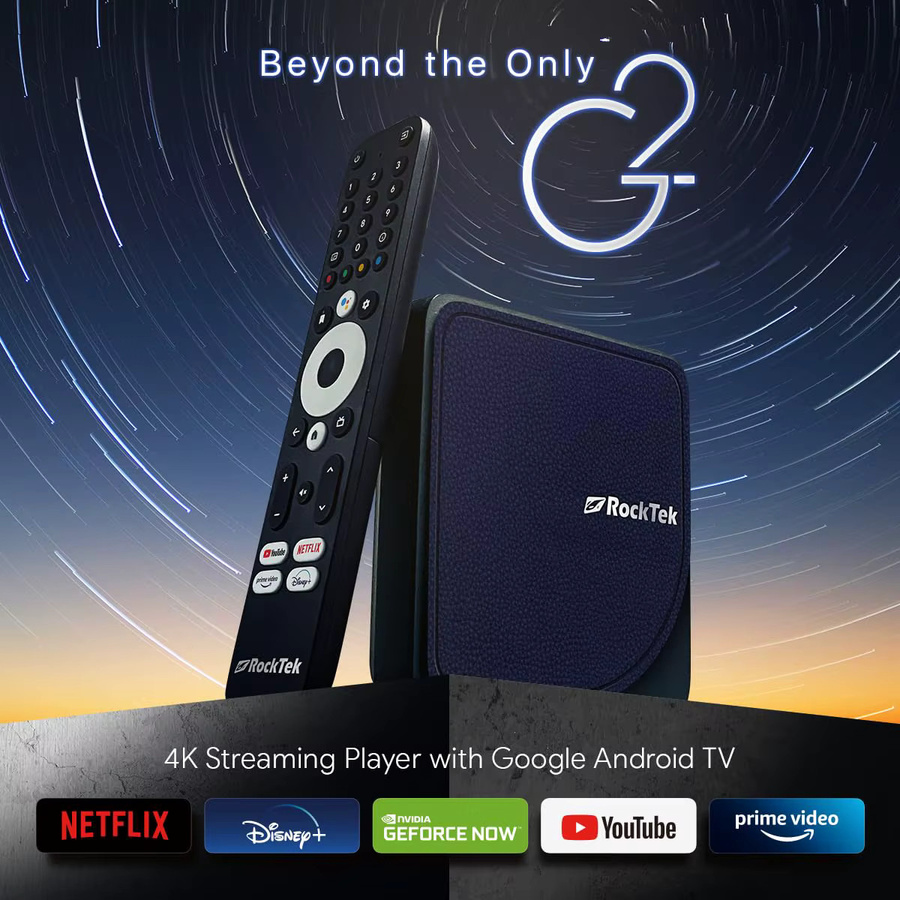 RockTek G2 Android 14 TV-Box 4K UHD Media Player mit Amlogic S905X4-K, 1000M DDR4, Netflix und Google-Zertifizierung, DTS Dolby Audio Vision, Schwarz - Bild 4