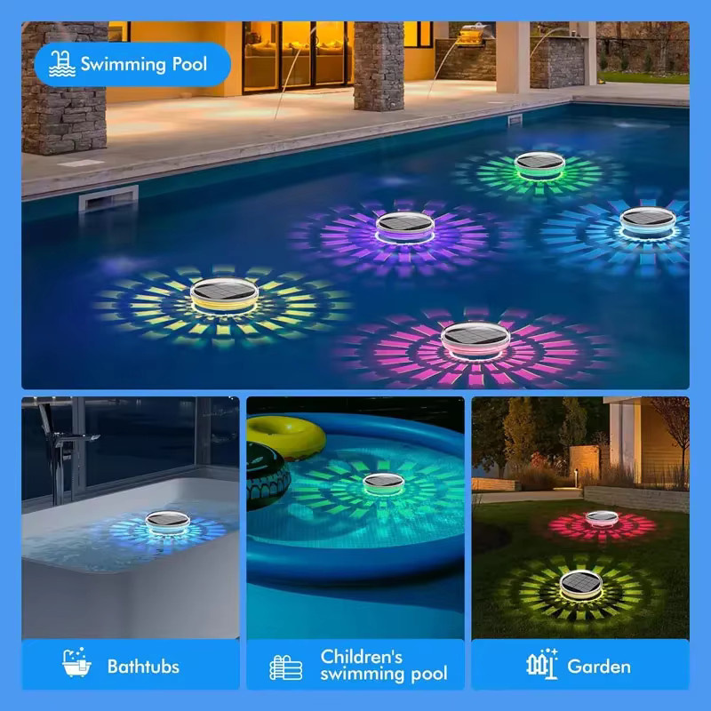 FRST Solar-Pool-Lichter RGB LED Schwimmende Lampe, Bunt, IP65 Wasserdicht mit Timer für Garten und Pool-Dekoration - Bild 4
