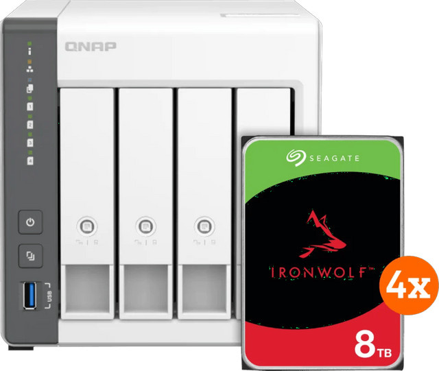 QNAP TS-433-4G NAS-System mit 32TB Seagate IronWolf Festplatten (4 x 8TB) - Bild 1