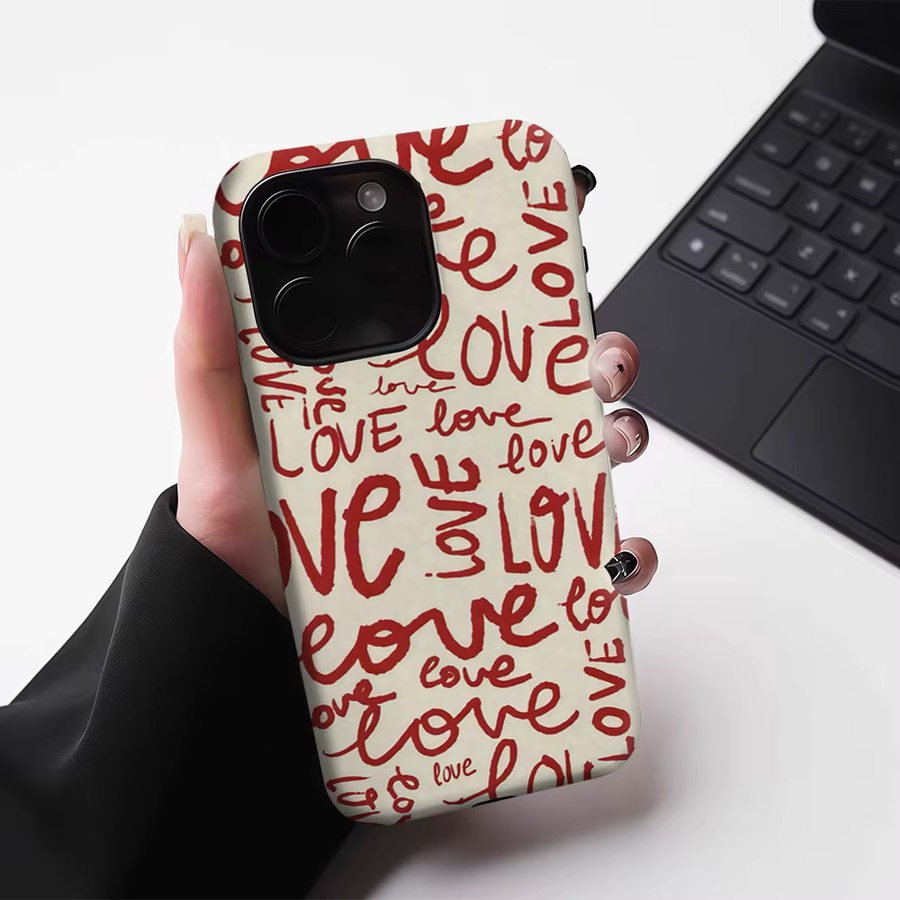 Potdemiel Robuste Handyhülle mit Roter Liebes-Typografie für iPhone 17 16 15 14 13 Pro Max Plus mit Magnetfunktion - Bild 4
