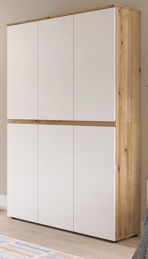 Mehrzweckschrank Assino in Weiß und Eiche mit Regalböden und Kleiderstange, B/T/H: 105 x 37 x 175 cm - Bild 1