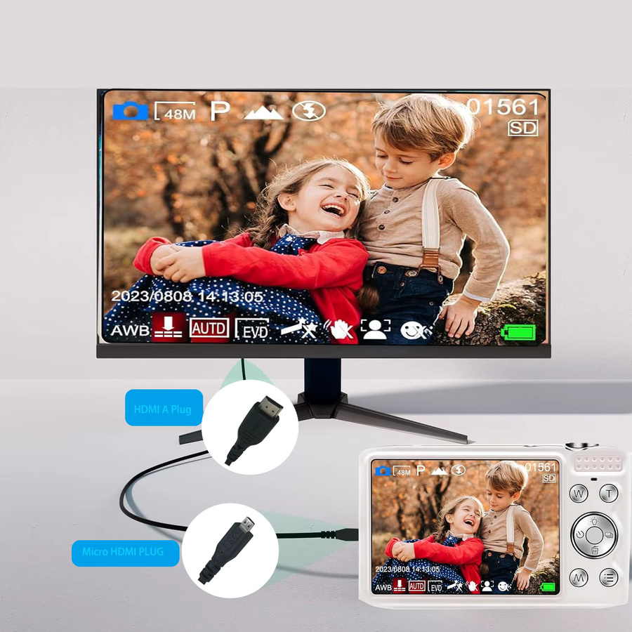 Bidirektionales Micro-HDMI-zu-HDMI-Adapterkabel für GoPro Hero 7 Black, Hero 6, Hero 5 und Hero 4 sowie Raspberry Pi 4, unterstützt 4K bei 60Hz, Schwarz - Bild 4